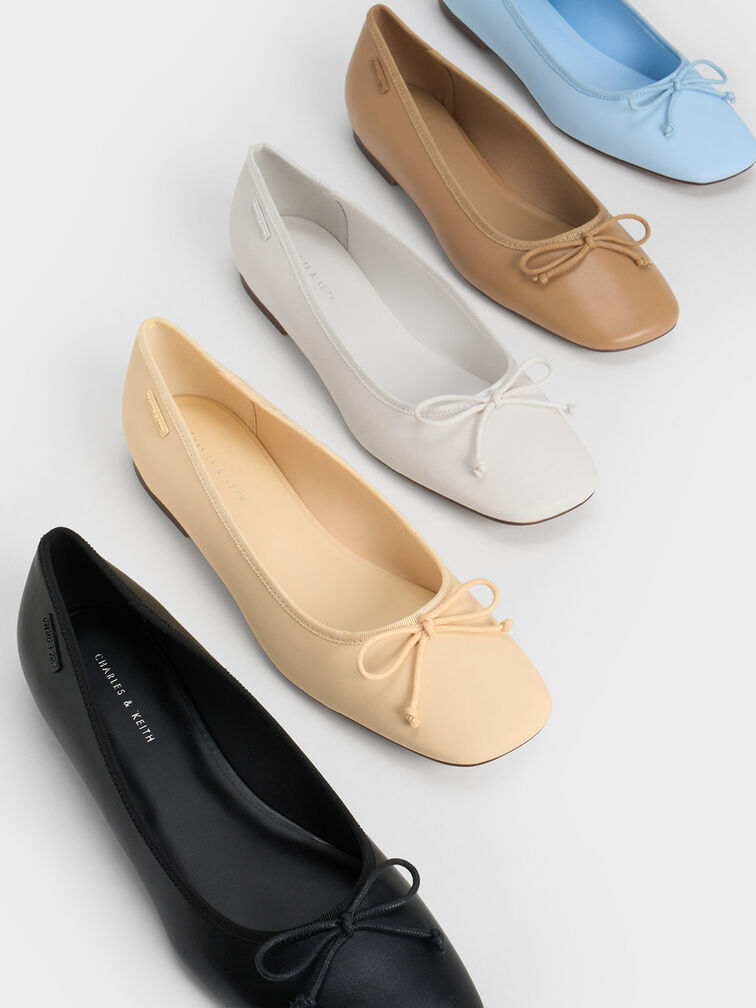 Rhea Bow Ballerinas, Yellow, hi-res