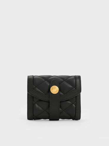 Este Quilted Belted Small Wallet, Black, hi-res