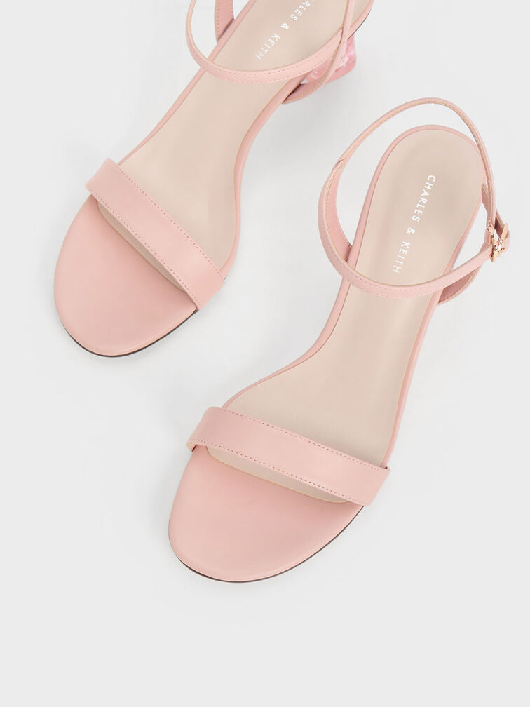 Oleana Clear Trapeze Heel Sandals, Blush, hi-res