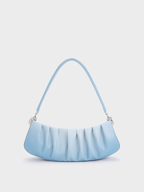 Aldora Ruched Shoulder Bag, Light Blue, hi-res