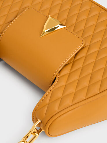 Quinlynn Curved Shoulder Bag, Orange, hi-res