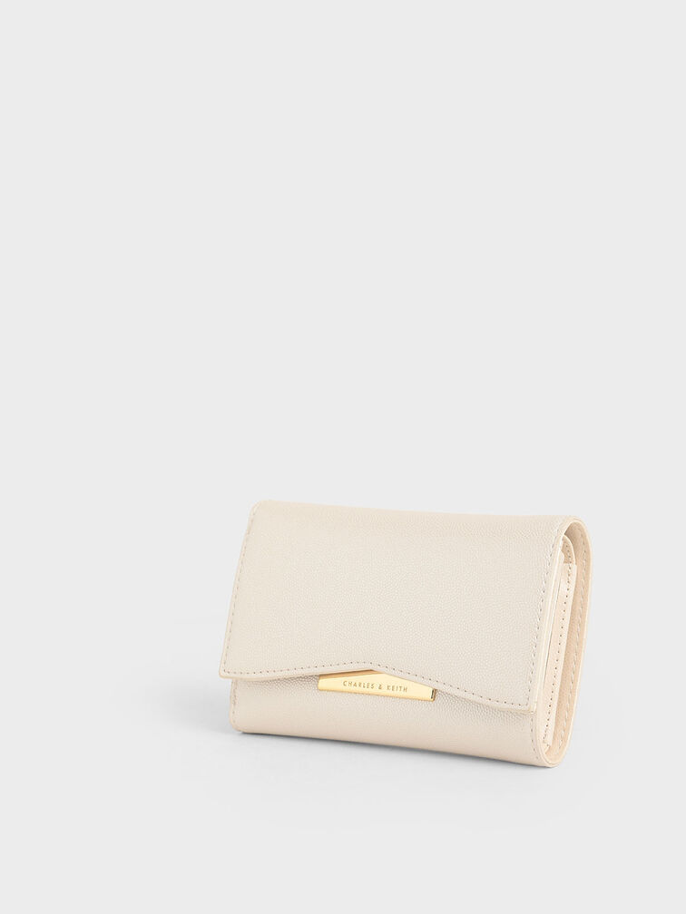 Metallic Accent Short Wallet, Pearl, hi-res