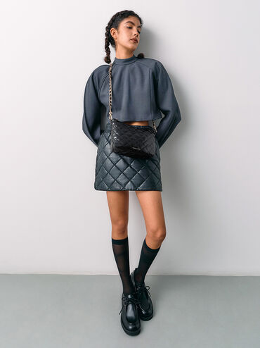 Duo Quilted Slouchy Hobo Bag, Black, hi-res