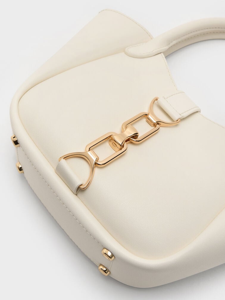 Agatha Chain-Accent Tote Bag, Cream, hi-res