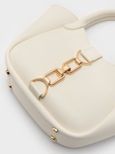 Agatha Chain-Accent Tote Bag, Cream, hi-res