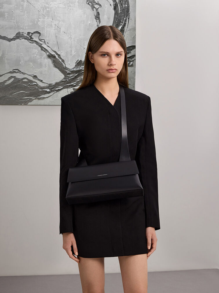 Marceline Trapeze Shoulder Bag, Noir, hi-res
