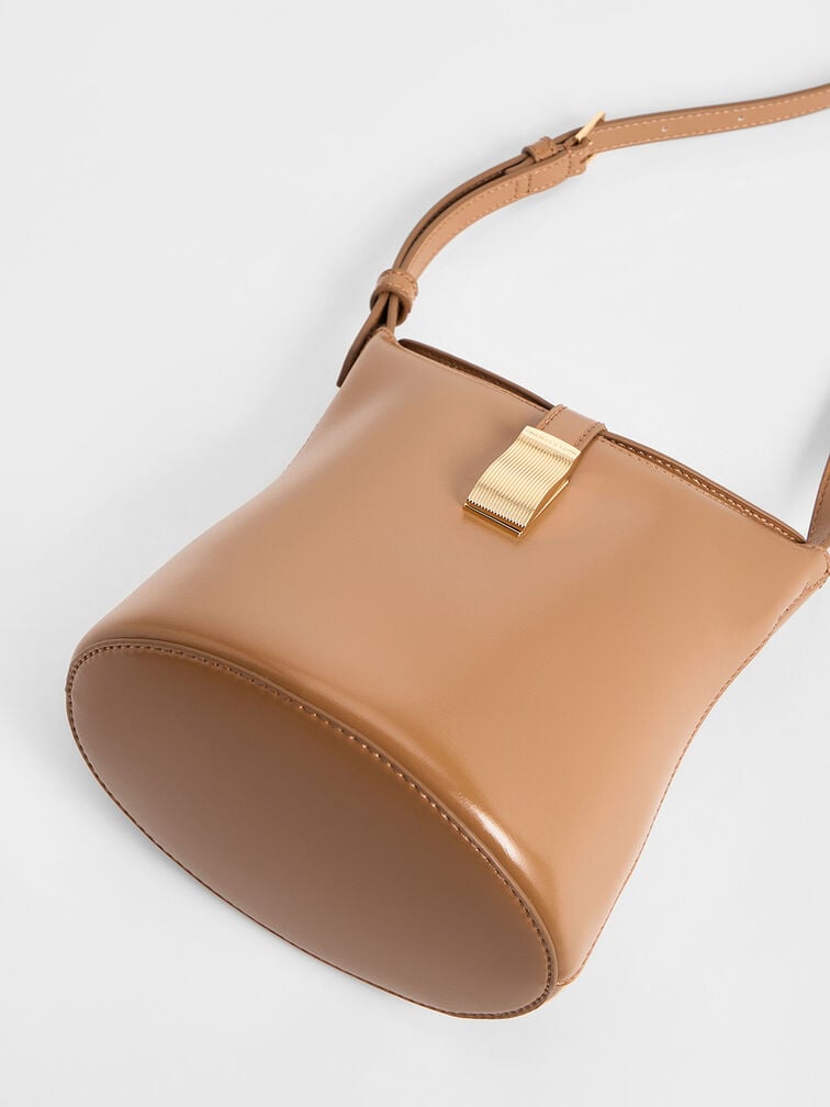 Wisteria Belted Bucket Bag, Tan, hi-res