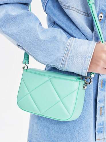 Mini Danika Chunky Chain Padded Bag, Mint Green, hi-res