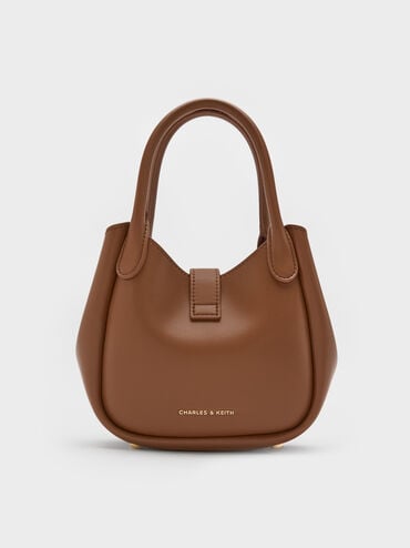Agatha Chain-Accent Tote Bag, Chocolate, hi-res