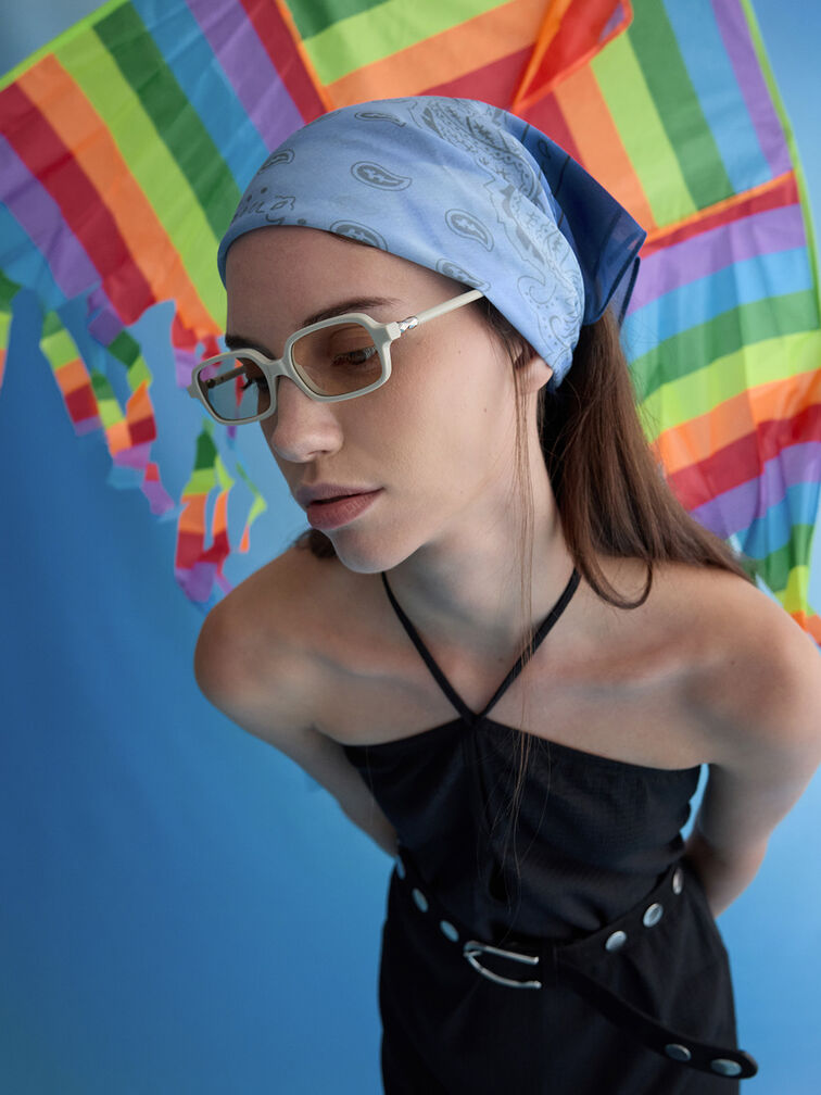 Bree Recycled Acetate Rectangular Sunglasses, Chalk, hi-res