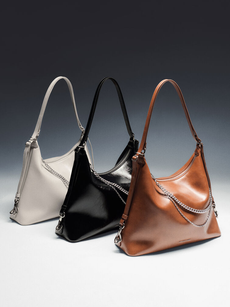 Atwood Chain Hobo Bag, Distressed Tan, hi-res