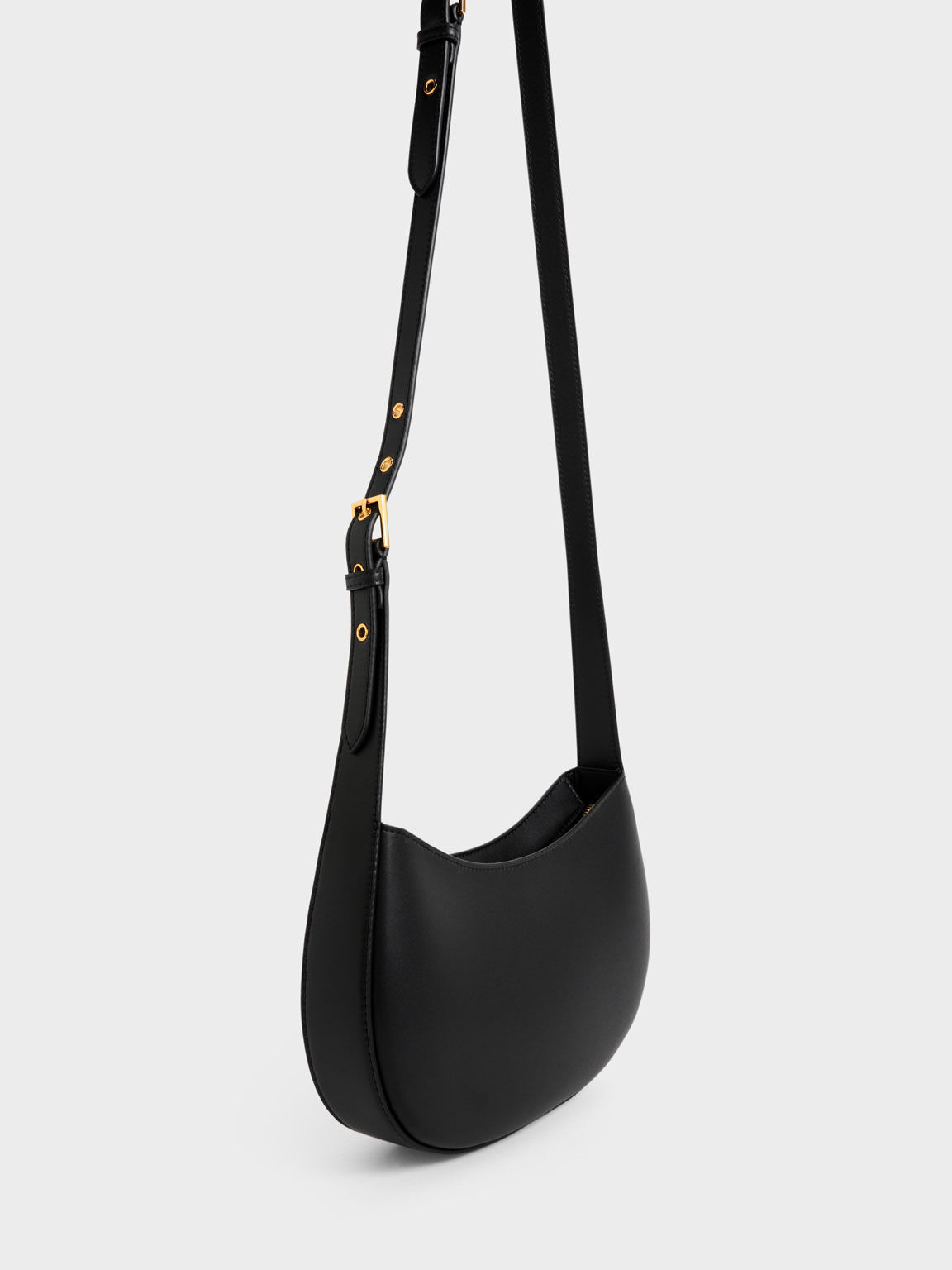 Black Curved Shoulder Bag - CHARLES & KEITH IN