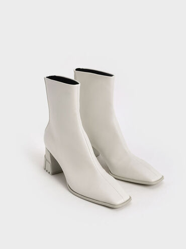 Zip-Up Block Heel Ankle Boots, Chalk, hi-res