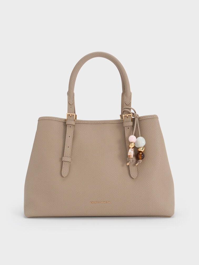 Baral Bead-Charm Tote Bag, Taupe, hi-res
