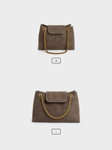 Apfra Quilted Shoulder Bag, Stone Grey, hi-res