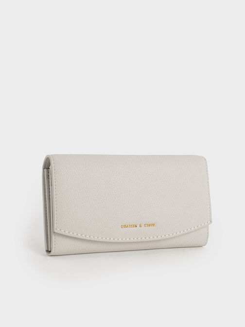Briony Curved Flap Long Wallet, Light Grey, hi-res