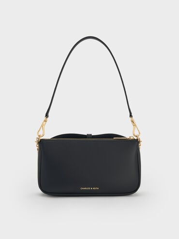 Adalyn Metallic-Buckle Chain-Handle Shoulder Bag, Black, hi-res