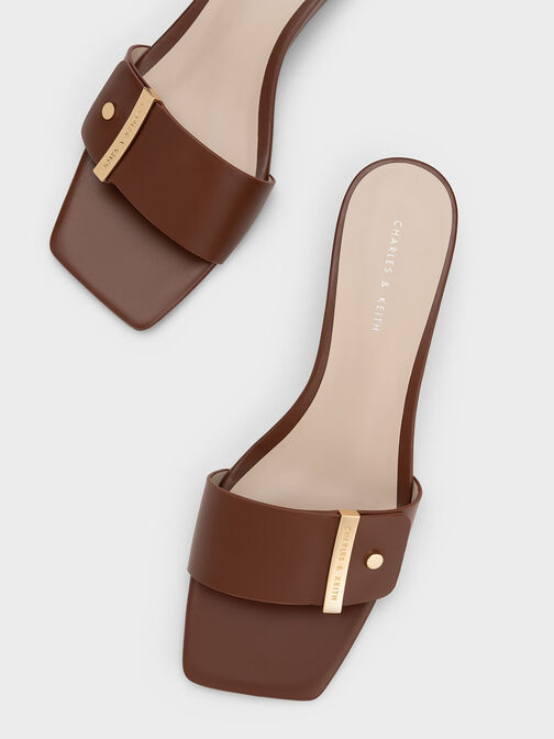 Metallic Accent Square-Toe Wedges, Cognac, hi-res