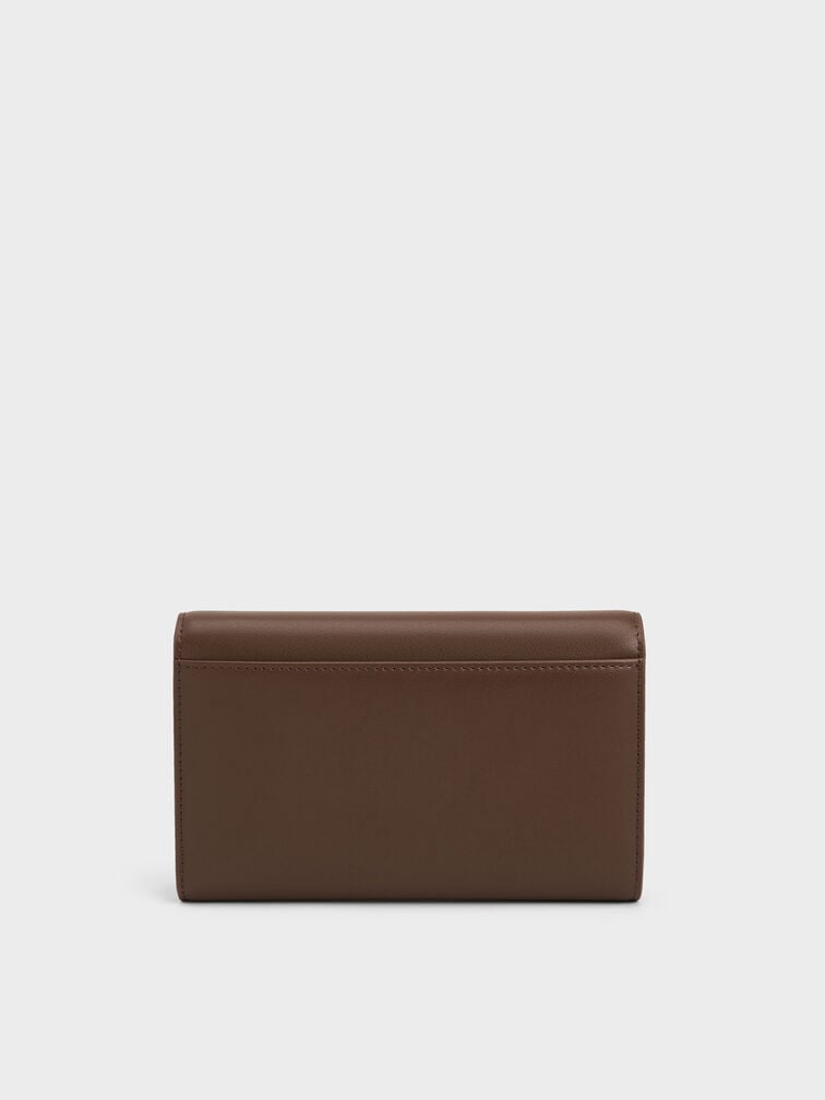 Octavia Front Flap Long Wallet, Dark Brown, hi-res
