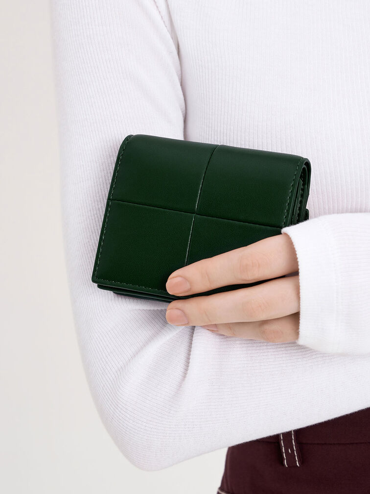 Georgette Small Wallet, Dark Green, hi-res