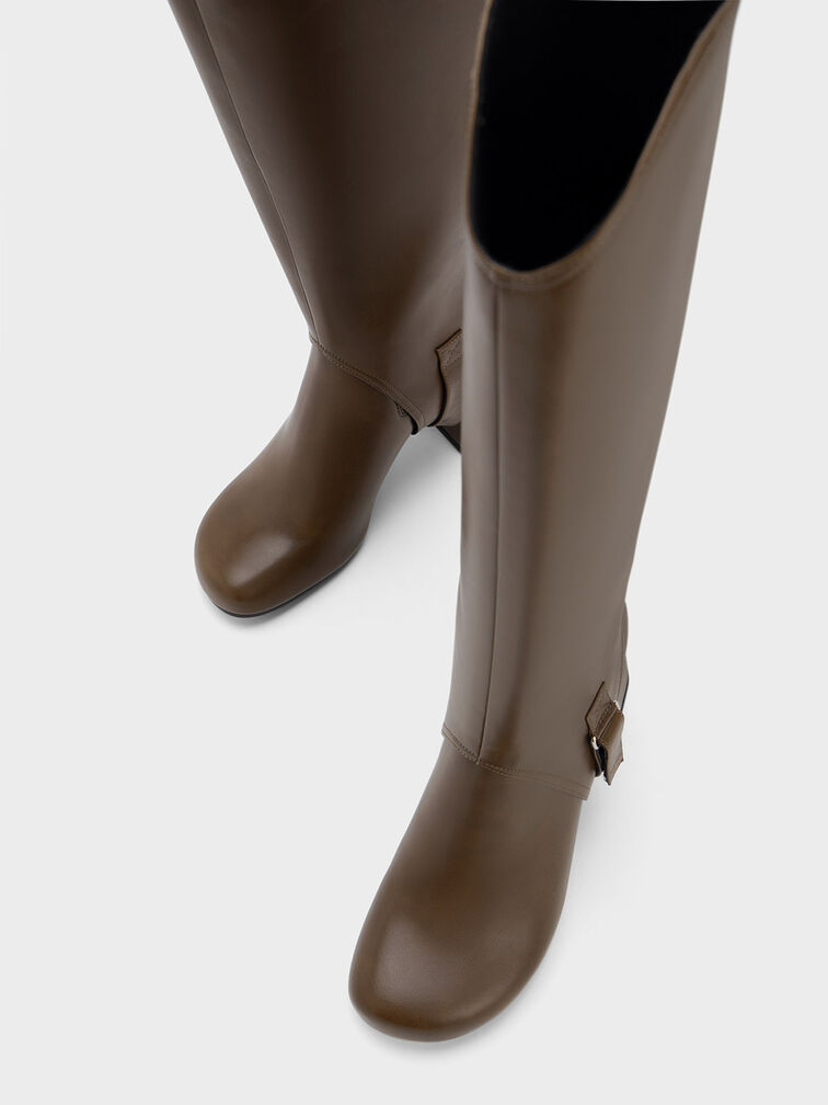 Gigi Block Heel Knee-High Boots, Dark Brown, hi-res