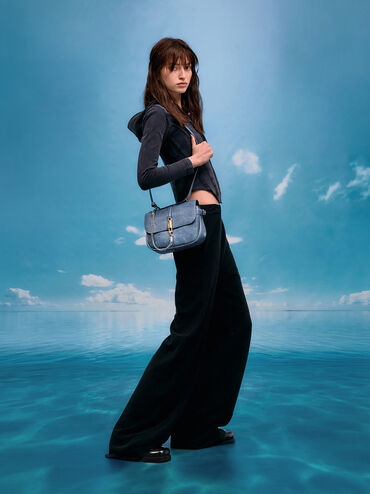 Delfina Chain Crossbody Bag, Distressed Midnight Blue, hi-res