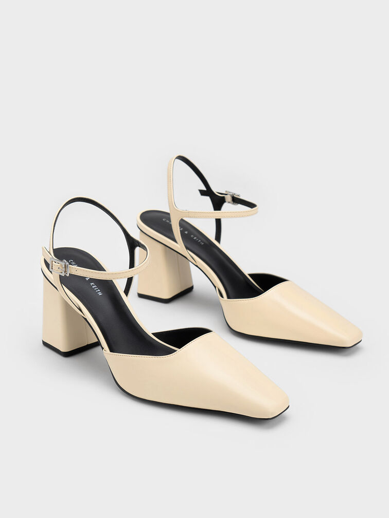 Butter Tapered Block Heel Pumps - CHARLES & KEITH IN