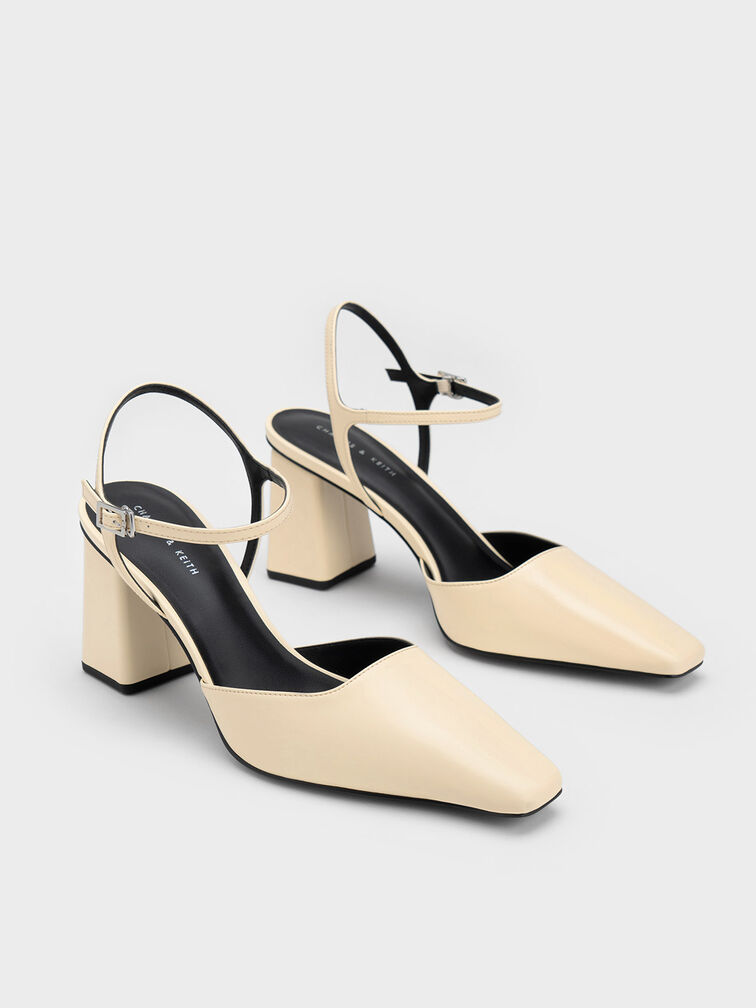 Tapered Block Heel Pumps, Butter, hi-res