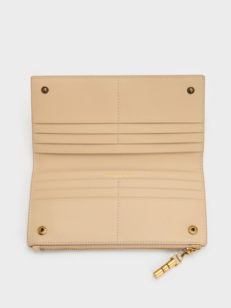 Cesia Top-Zip Long Wallet, Sand Beige, hi-res