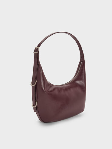 Bryna Curved Hobo Bag, Wineberry Red, hi-res