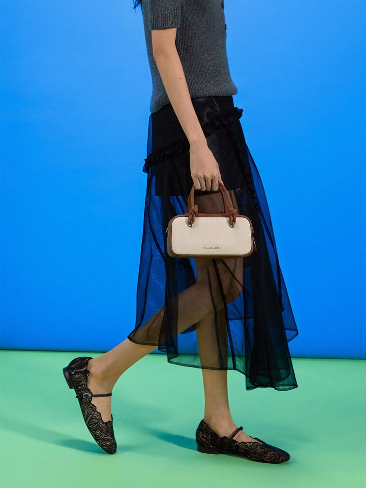 Sammie Canvas Knotted-Handle Elongated Bag, Taupe Canvas, hi-res