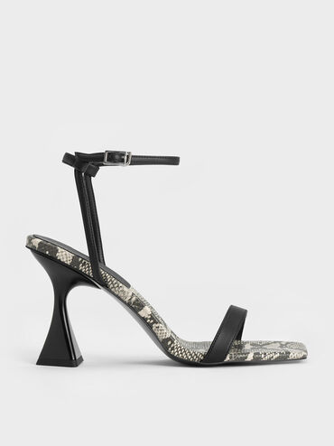 Snake-Print Ankle Strap Sandals, Animal Print Natural, hi-res