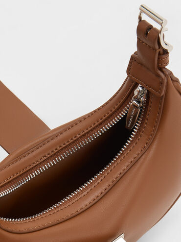 Trice Metallic-Accent Belted Shoulder Bag, Cognac, hi-res