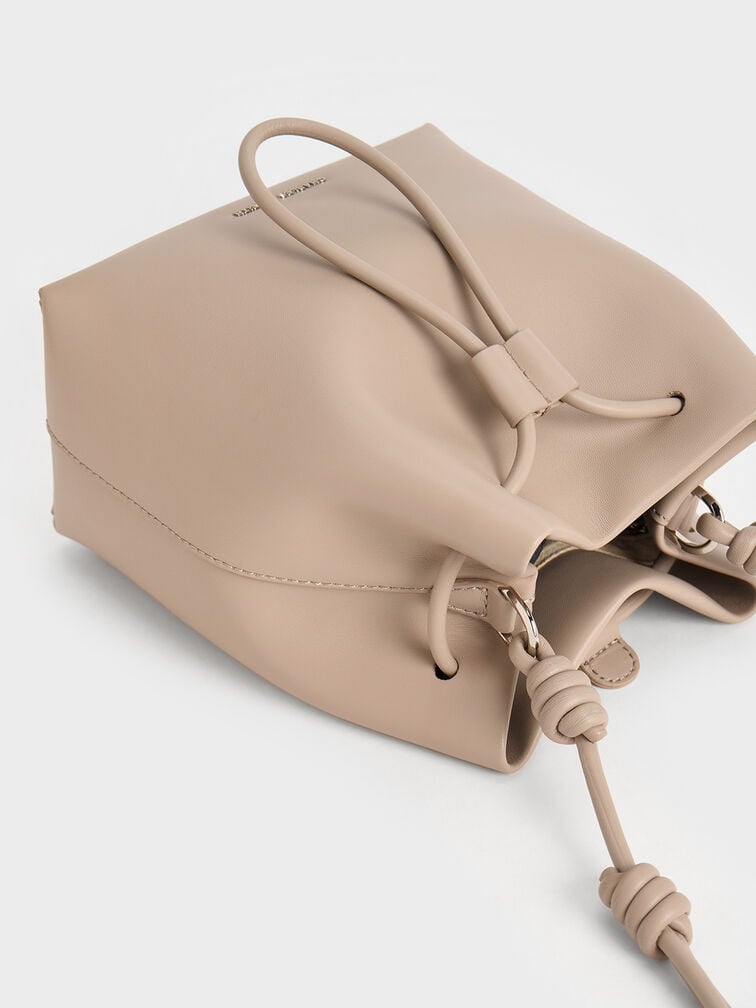 Leia Knotted Bucket Bag, Taupe, hi-res