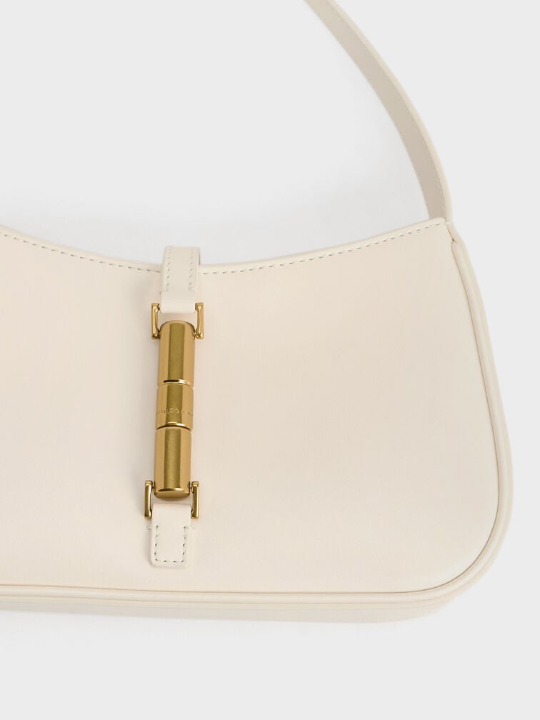 Cesia Metallic-Accent Shoulder Bag, Cream, hi-res