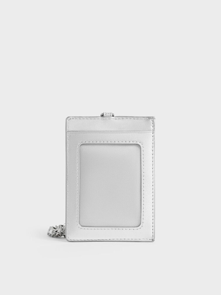 Wisteria Quilted Braided-Strap Card Holder, Silver, hi-res