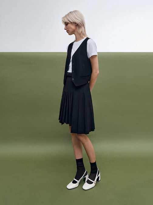 Pearl-Accent Mary Jane Pumps, White, hi-res