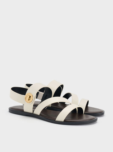 Yara Turn-Lock Strappy Sandals, White, hi-res