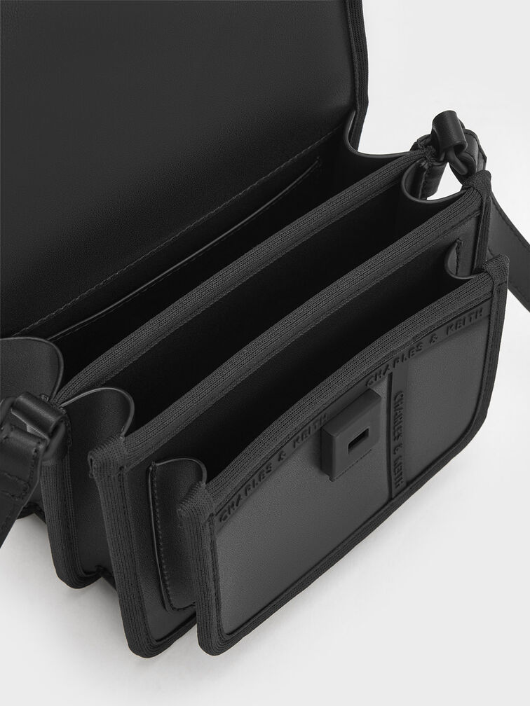 Avenue Contrast-Trim Crossbody Bag, Black, hi-res
