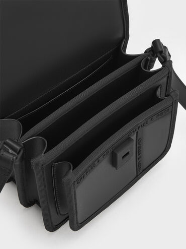 Avenue Contrast-Trim Crossbody Bag, Black, hi-res