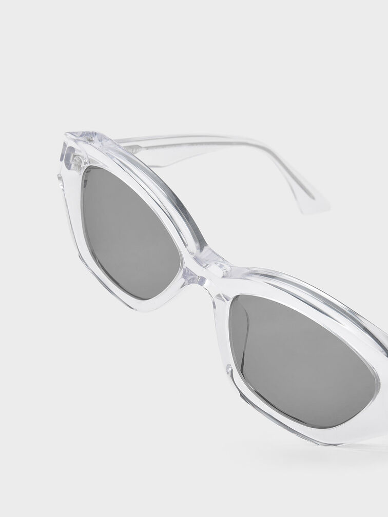 Onyx Recycled Acetate Cat-Eye Sunglasses, Clear, hi-res