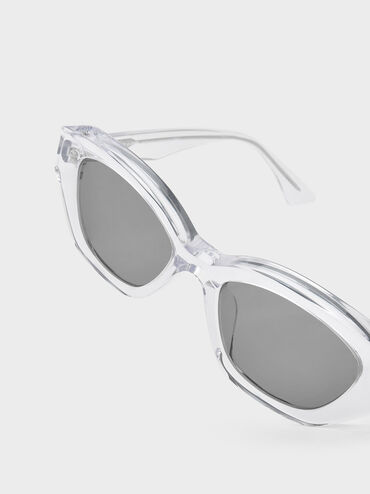Onyx Recycled Acetate Cat-Eye Sunglasses, Clear, hi-res