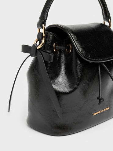 Dalia Bow Top Handle Bag, Black, hi-res