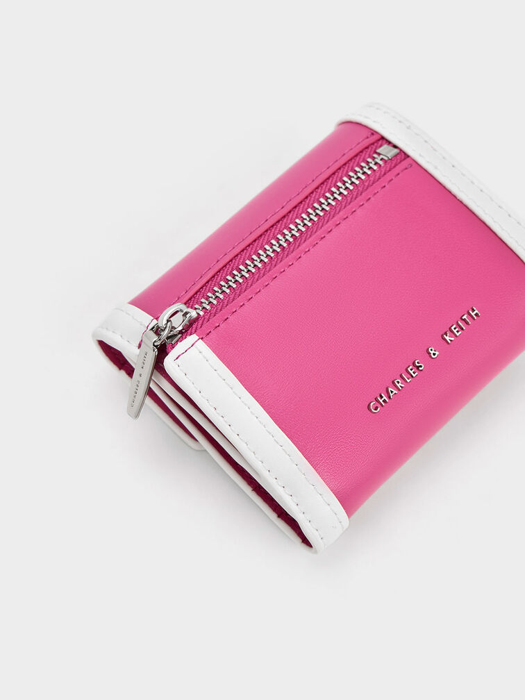 Alouette Contrast Trim Small Wallet, Fuchsia, hi-res