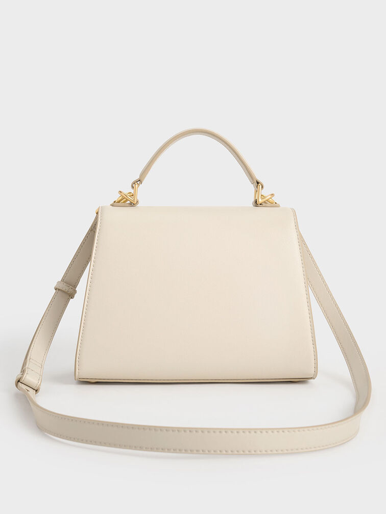 Violetta Trapeze Top Handle Bag, Beige, hi-res