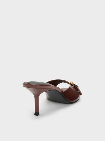 Buckled-Strap Heeled Mules, Mauve, hi-res