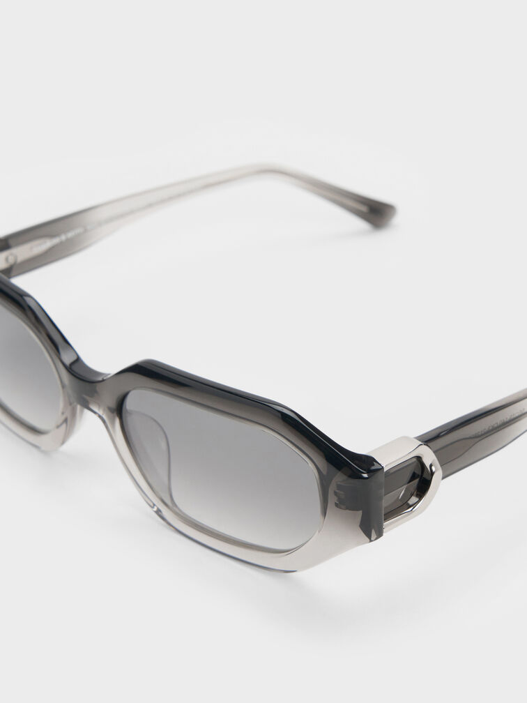 Gabine Ombre Oval Sunglasses, Grey, hi-res