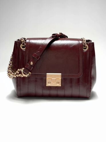 Donna Crinkle-Effect Shoulder Bag, Burgundy, hi-res