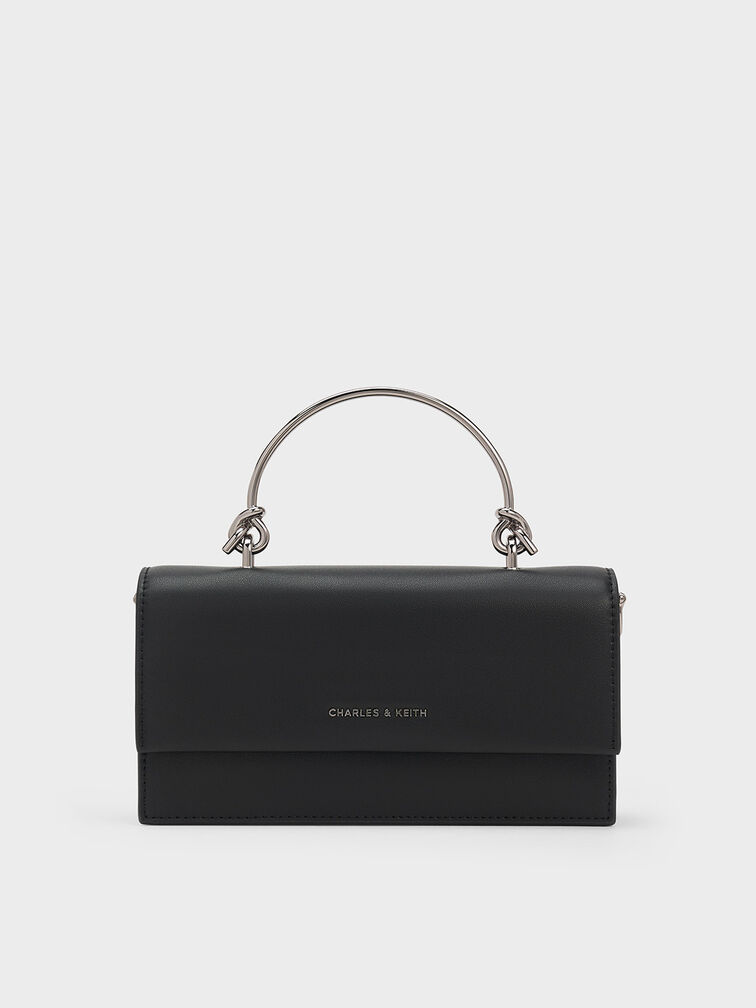 Kristine Sculptural-Handle Long Wallet, Noir, hi-res