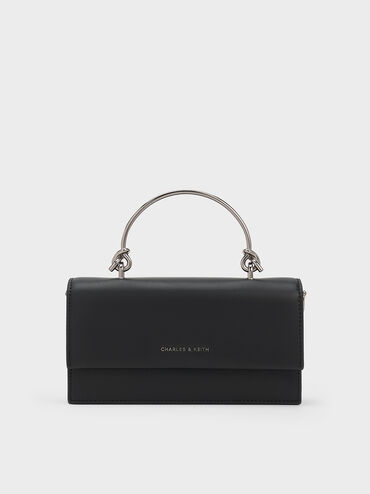 Kristine Sculptural-Handle Long Wallet, Noir, hi-res